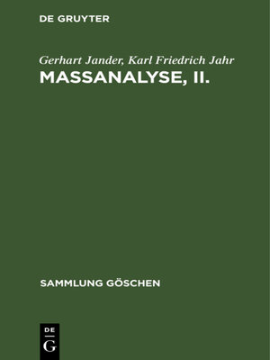 cover image of Maßanalyse, II.